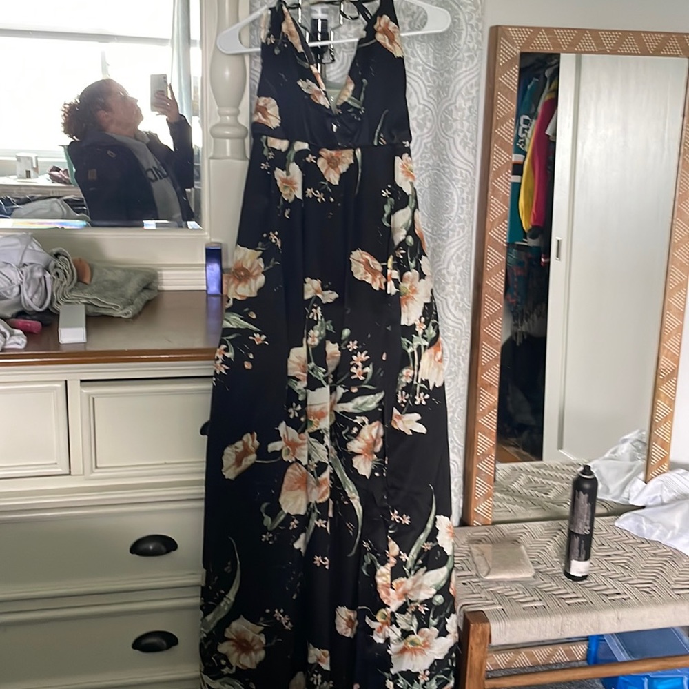 Brand new long halter dress with slit